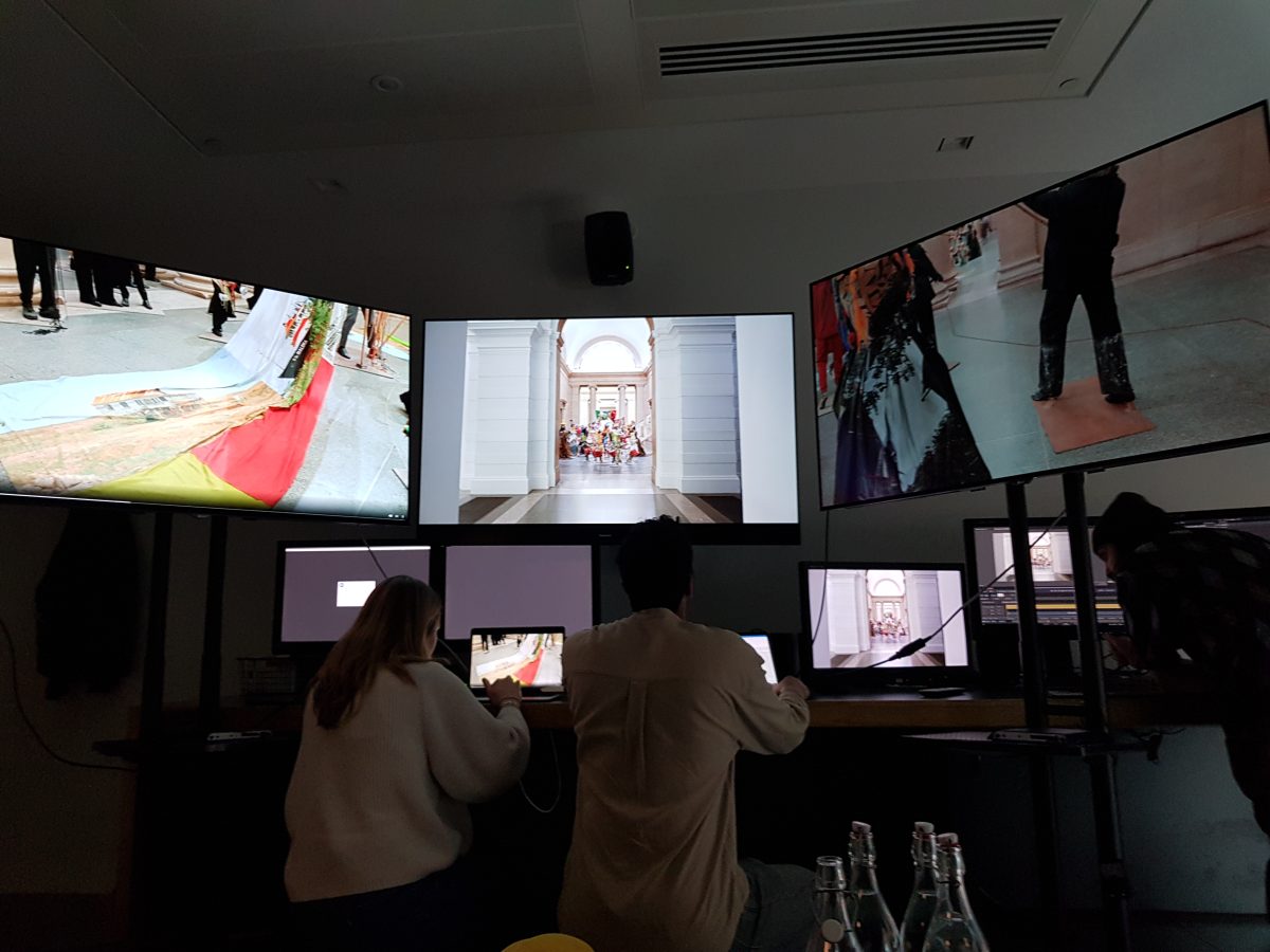 during post production of 'Hew Locke : The Procession'