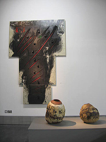 Background - Southern Mansions 1996, acrylic, mixed media and collage on plywood.